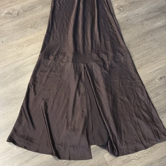 Madewell Satin Sleeveless Maxi Slip Dress Dark Carob Size 10 - Picture 10 of 10